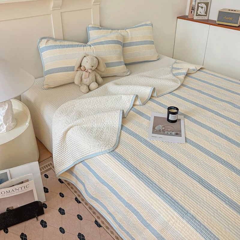 مجموعة لحافات خفيفة وناعمة من القطن بنسبة 100%، مصنوعة من قماش الغزل المزدوج، مناسبة لجميع المواسم (اللون الرمادي الفاتح، مقاس 90x200 سم، قطعة واحدة) - Image 3