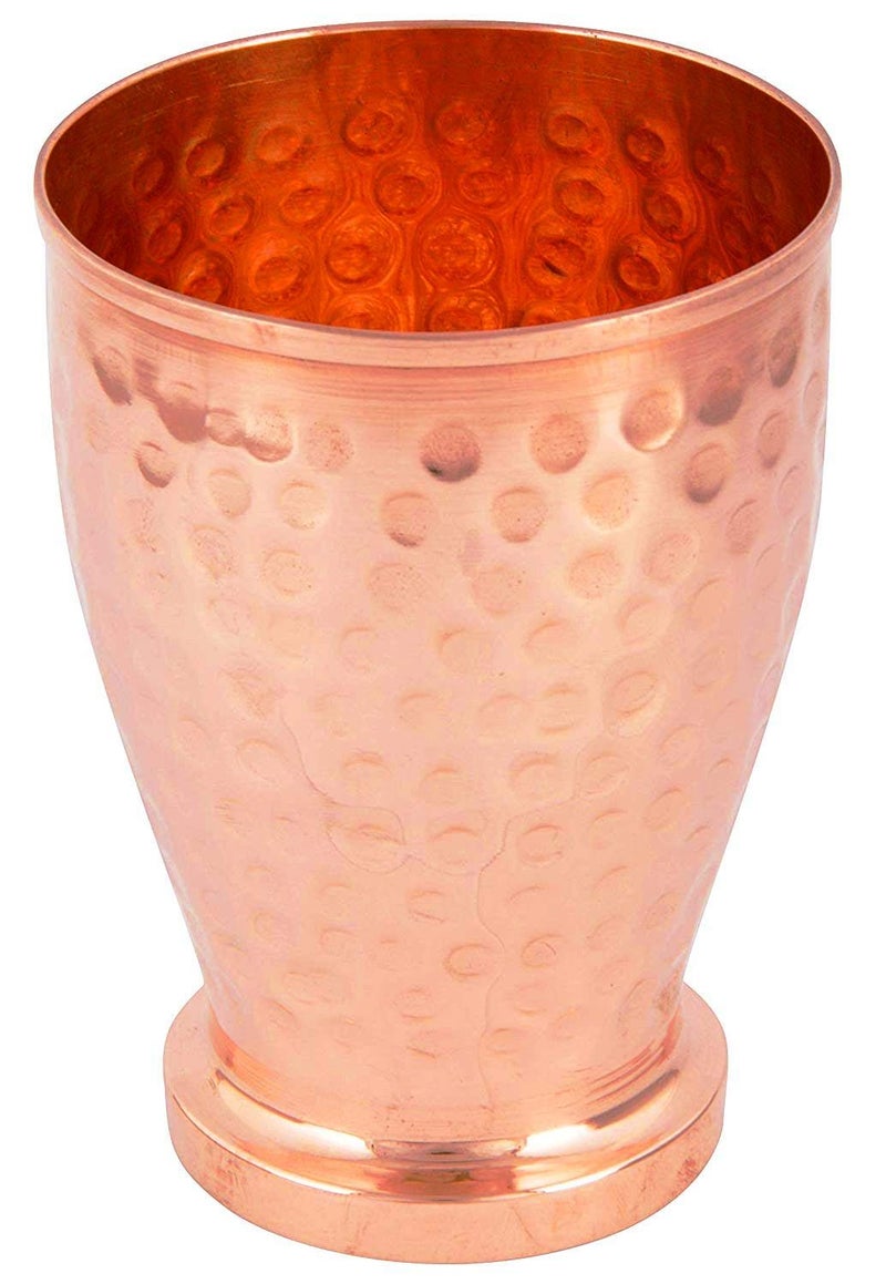 KBB Hammered Designer Jaam Copper GlassTumbler 450 ml Pack of 4 - Image 4