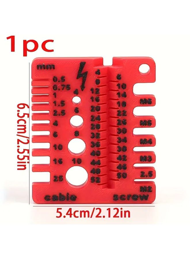 Red Wire Gauge Screw Measuring Tool Portable Double Sided Thickness Ruler - Image 2