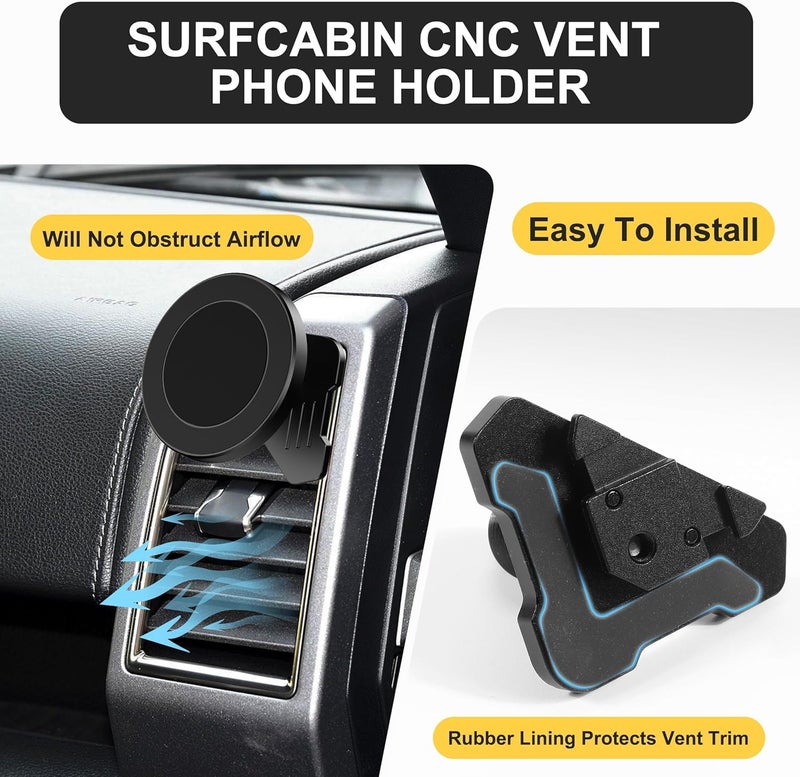 Surfcabin CNC Vent Phone Holder, Magnetic Car Air Vent Phone Holder Cradles Mount Compatible with F150 2015-2020 & Super Duty F250 F350 F450 2017-2021 Universal Bracket Stand for iPhone & Android - Image 4