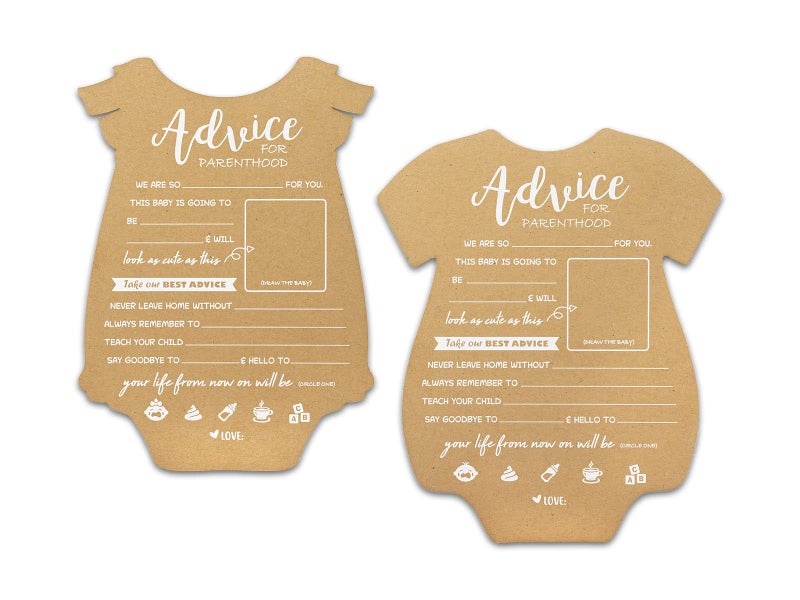 Summer-Ray.com 50pcs Baby Onesie Baby Prediction and Parenthood Advice Cards for Baby Shower 5" x 7" Heavyweight (Baby Boy) - Image 4