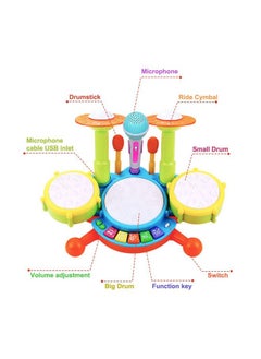 POKONBOY POKONBOY Kids Drum Set Toddler Toys with Adjustable Microphone, Musical Instruments Playset Fit for 2-12 Year Olds Boys and Girls  - Image 3