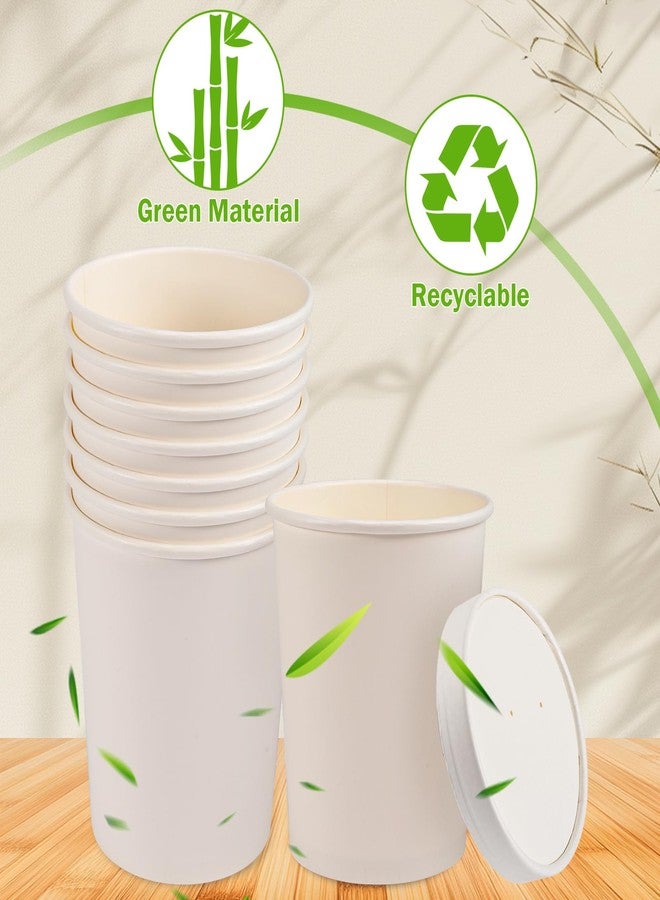 Bgtecho 50 Pack Paper Soup Containers with Vented Lid,32 Oz Disposable Kraft Paper Food Cups,To Go Hot Soup Bowls,Paper Food Containers for Ice Cream Dessert Soup Frozen Yogurt (White) - Image 3