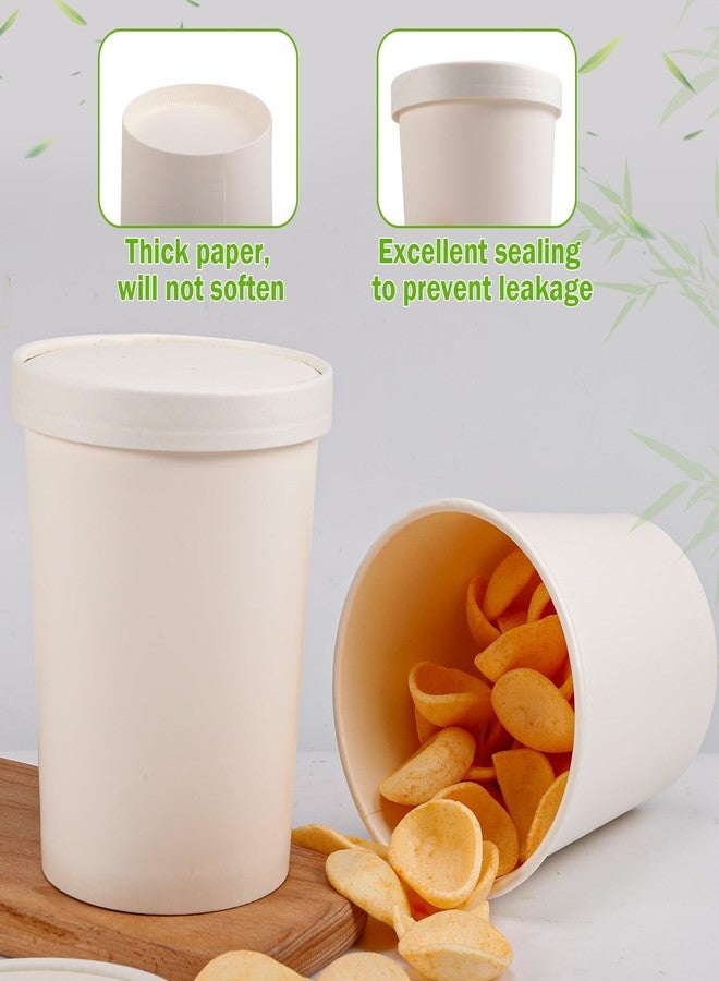 Bgtecho 50 Pack Paper Soup Containers with Vented Lid,32 Oz Disposable Kraft Paper Food Cups,To Go Hot Soup Bowls,Paper Food Containers for Ice Cream Dessert Soup Frozen Yogurt (White) - Image 4