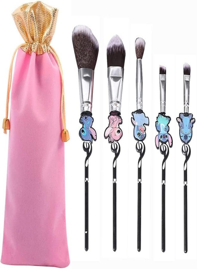 Yi-gog Makeup Brushes 5PCS Cartoon Girl Makeup Brushes Set Premium Synthetic Foundation Brush Blending Face Powder Blush Concealers Eye Shadows - Image 1