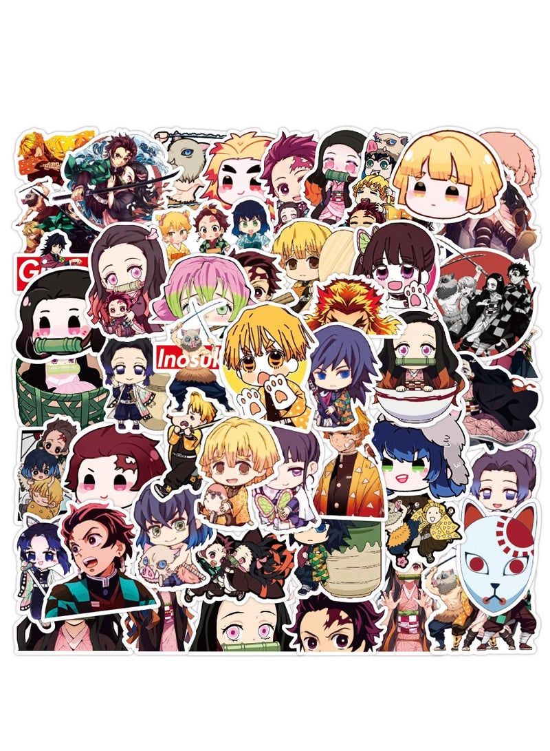 50-Piece Anime Demon Slayer Cartoon Waterproof Doodles Sticker Set,Tanjiro Kamado ,Nezuko Kamado,Zenitsu Agatsuma，Giyu Tomioka，Inosuke Hashibira - Image 1