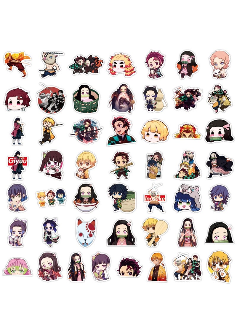 50-Piece Anime Demon Slayer Cartoon Waterproof Doodles Sticker Set,Tanjiro Kamado ,Nezuko Kamado,Zenitsu Agatsuma，Giyu Tomioka，Inosuke Hashibira - Image 2