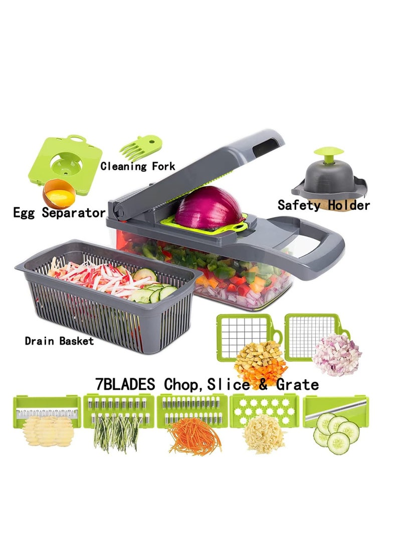 Generic - Vegetable Chopper, Onion Chopper, Mandolin Slicer,Pro 10 in 1Professional Food Chopper Multi-functional Vegetable Chopper & Slicer, Dicing Machine, AdjustableVegetable Cutter w/Container - Image 1