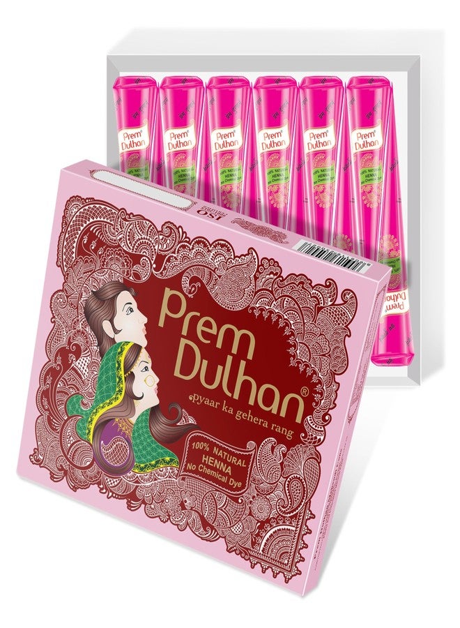 Prem Dulhan Natural Henna-Based Mehendi Cones Set (Pack of 1), 12 Cones for Hand Designing - Chemical-Free, Perfect for Weddings & Traditional Occasions - Pink Box for Love, for Women & Girls - Image 2