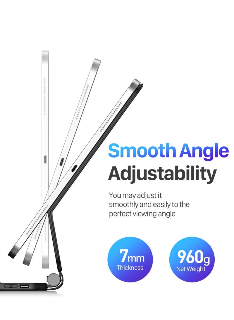 INFINYTY Magnetic Keyboard/ Folio Case for iPad Air 6th Gen.11"(2024), iPad Air 4/5 Gen.10.9"(2020/2022), iPad Pro 11"(2020/2021/2022)– Cipher-I (Black), Floating Cantilever Design with Eng. & Arabic Backlit Keys, Multi-Touch - Image 2