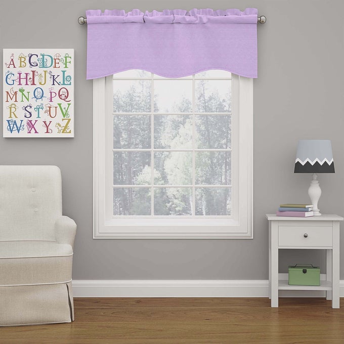 KENDALL MODERN SCALLOPED VALANCE ROD POCKET WINDOW CURTAIN FOR KITCHEN OR BATHROOM 42 X 18 LIGHT PURPLE