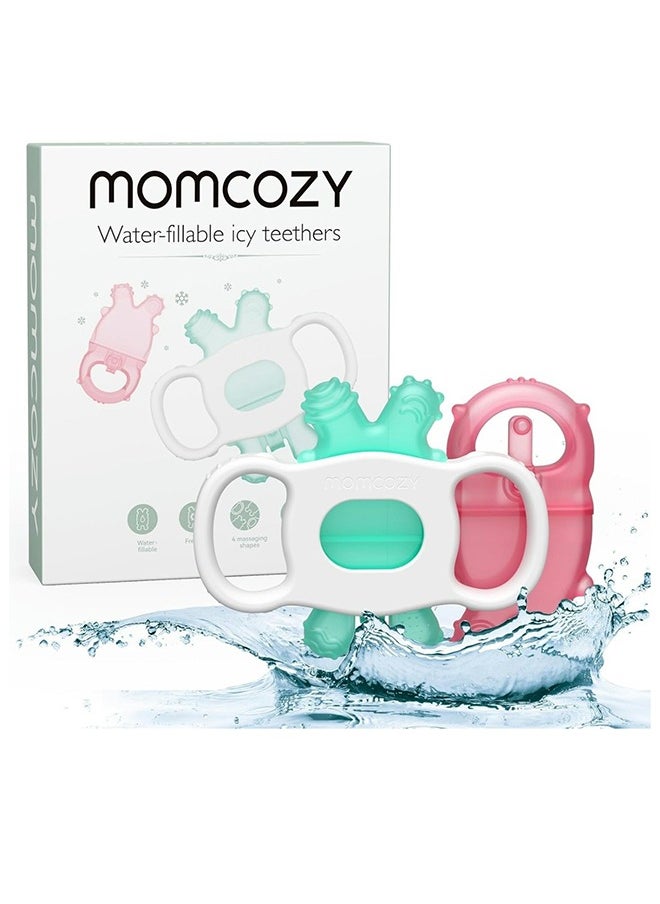 Momcozy عضاضة أطفال باردة من السيليكون قابلة للتعبئة بالماء، للأطفال من عمر 0 إلى 12 شهرًا  - Image 1