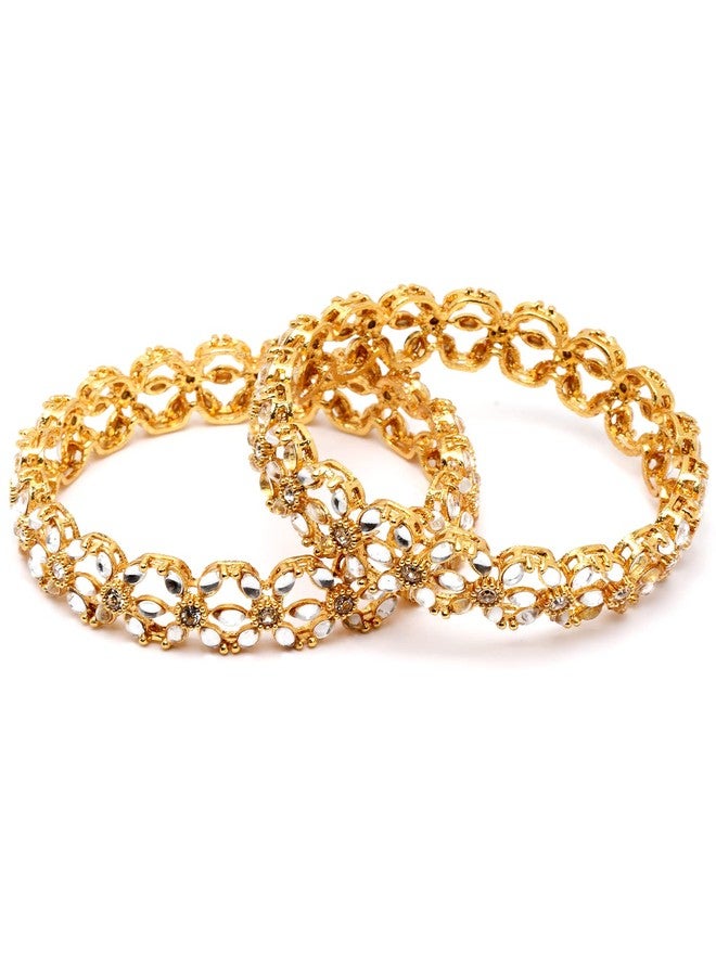 Karatcart Set of 2 Gold Plated Floral Design Bangles Set for Women - Image 5