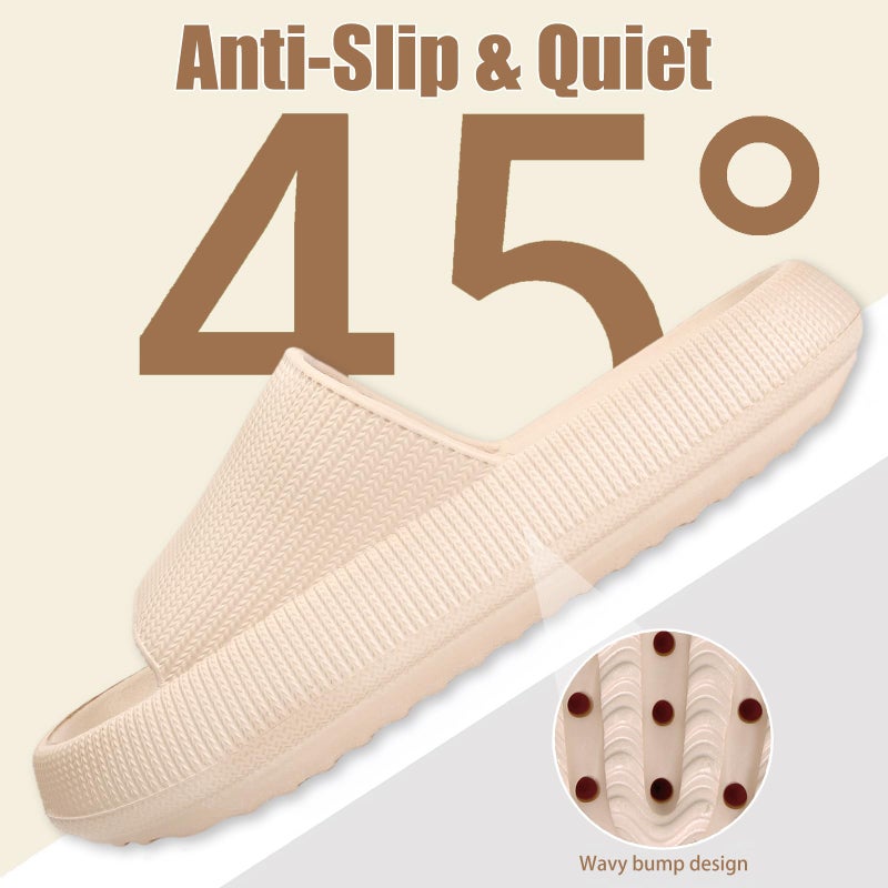 rosyclo Cloud Slippers for Women and Men, Pillow House Slippers Soft Comfortable Cushioned Lightweight Home Shower Shoes Women's Cloud Slide Sandals for Ladies Indoor, Brown Khaki - Image 4