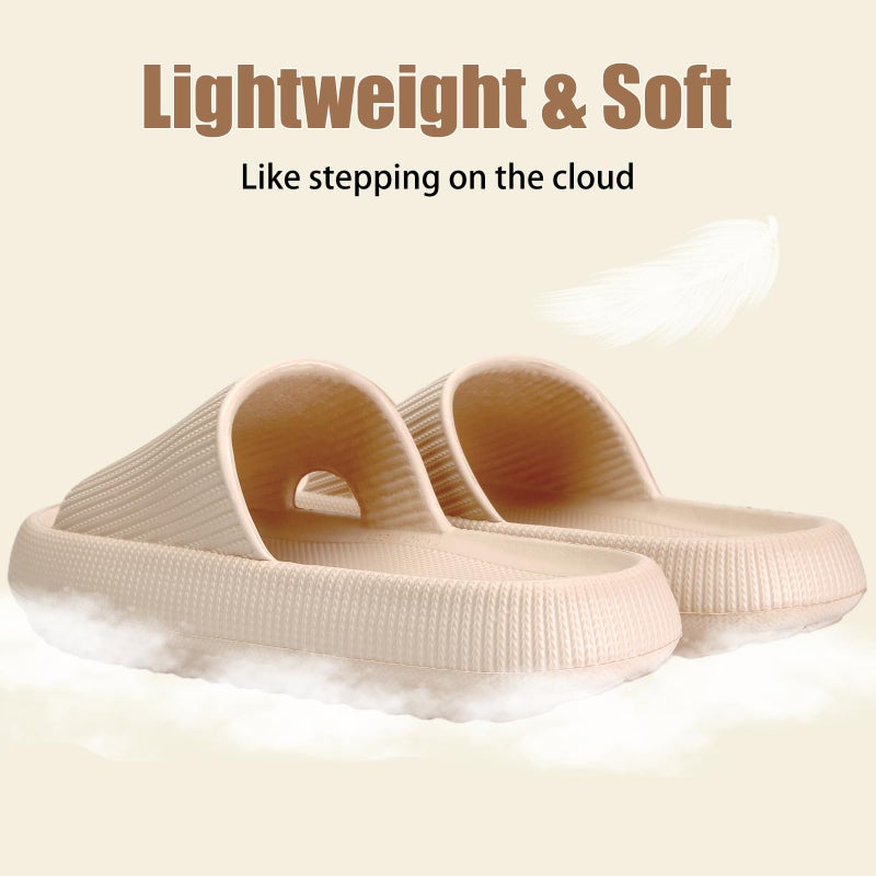 rosyclo Cloud Slippers for Women and Men, Pillow House Slippers Soft Comfortable Cushioned Lightweight Home Shower Shoes Women's Cloud Slide Sandals for Ladies Indoor, Brown Khaki - Image 5