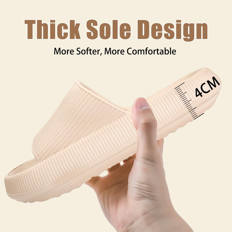 rosyclo Cloud Slippers for Women and Men, Pillow House Slippers Soft Comfortable Cushioned Lightweight Home Shower Shoes Women's Cloud Slide Sandals for Ladies Indoor, Brown Khaki - Image 3