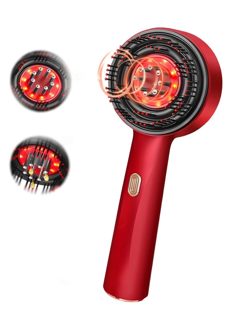 DIGI CORE Hair Massager Scalp Massager Multi-Function Electric Scalp Massage Comb For Hair Oil Diffuser Massage Comb Scalp Brush 2-IN-1 Hair Brush And Head Massager 3 Modes Red - Image 1