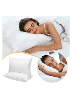 Comfy COMFY SOFT & LUXURIOUS WHITE COTTON HYPOALLERGENIC SET OF 2 STRIPE HOTEL PILLOW  - Image 1