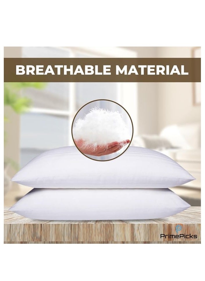 Comfy - COMFY SOFT & LUXURIOUS WHITE COTTON HYPOALLERGENIC SET OF 2 STRIPE HOTEL PILLOW - Image 1