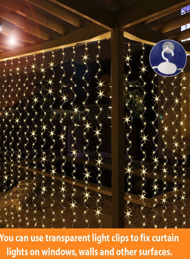 مصابيح ستارة خيالية 300LED ، قابس USB في 8 أوضاع سلسلة أضواء خيالية مع وحدة تحكم عن بعد لغرفة النوم ، في الأماكن المغلقة ، في الهواء الطلق ، حفلات الزفاف ، الحفلات ، الديكورات （9.8x9.8Ft ، أبيض دافئ）  - Image 5