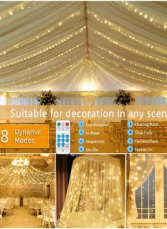 Generic 300LED Fairy Curtain Lights, USB Plug in 8 Modes  Fairy String  Lights with Remote Controller for Bedroom, Indoor, Outdoor, Weddings, Party, Decorations（9.8x9.8Ft, Warm White）  - Image 4
