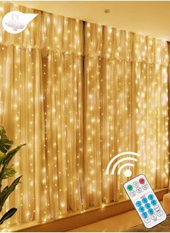 Generic 300LED Fairy Curtain Lights, USB Plug in 8 Modes  Fairy String  Lights with Remote Controller for Bedroom, Indoor, Outdoor, Weddings, Party, Decorations（9.8x9.8Ft, Warm White）  - Image 1