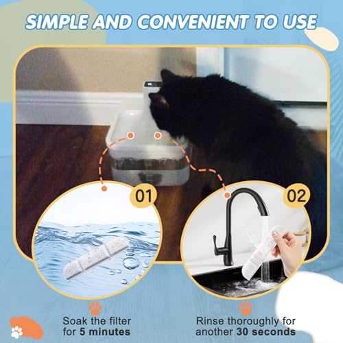HAVANSIDY 16 Packs Replacement Filters Compatible with Downy Paws Cat Water Fountain - Triple Filtration Filters for DownyPaws 84oz/2.5L Wireless Pet Fountain DPWFP6 (16 Filters & 16 Sponges) - Image 5
