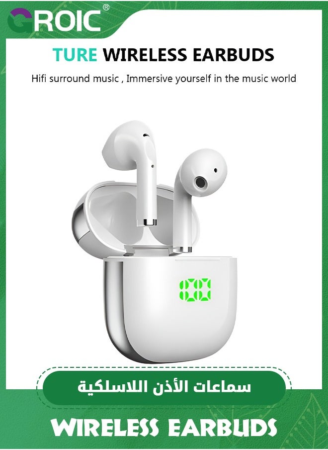 GROIC - True Wireless Earbuds,Bluetooth Headphones Digital Power Display,Earphones with Wireless Charging Case,Ear Buds with Mic for iPhone Airpods Android Black - Image 1