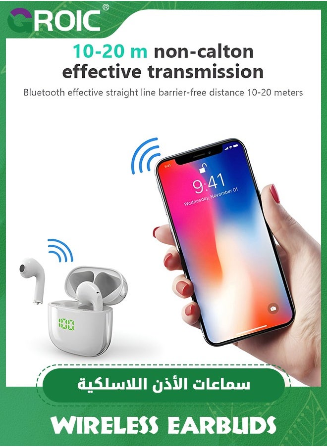GROIC - True Wireless Earbuds,Bluetooth Headphones Digital Power Display,Earphones with Wireless Charging Case,Ear Buds with Mic for iPhone Airpods Android Black - Image 1