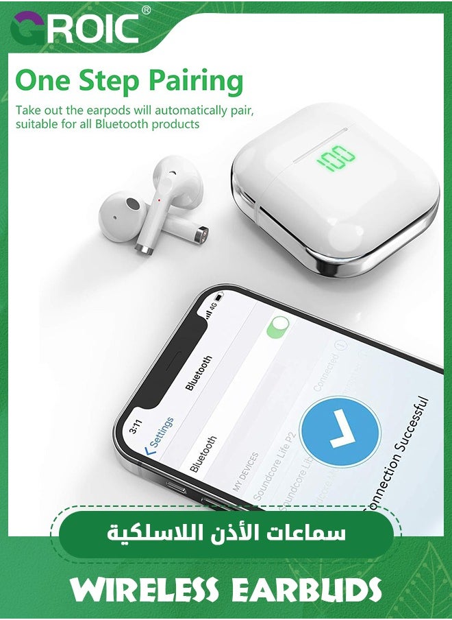GROIC - True Wireless Earbuds,Bluetooth Headphones Digital Power Display,Earphones with Wireless Charging Case,Ear Buds with Mic for iPhone Airpods Android Black - Image 1