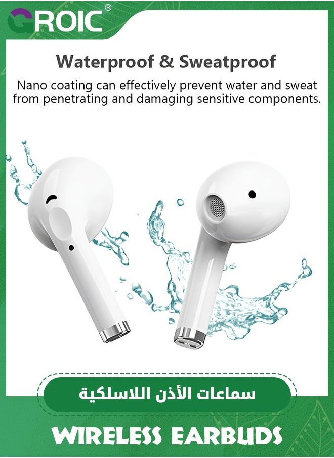 GROIC - True Wireless Earbuds,Bluetooth Headphones Digital Power Display,Earphones with Wireless Charging Case,Ear Buds with Mic for iPhone Airpods Android Black - Image 1