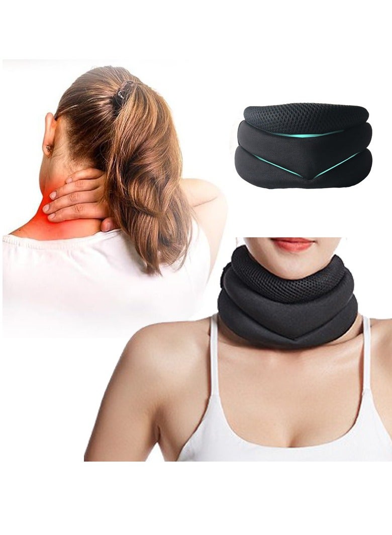 عام دعامة رقبة نسائية مريحة قابلة للتنفس لطوق عنق الرحم لتخفيف الألم، طوق رقبة قابل للتعديل من الرغوة الناعمة لتثبيت الفقرات والنوم وتخفيف الألم والضغط، مقاس M أسود - Image 2