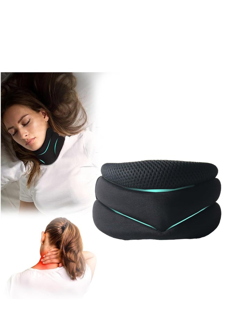 عام دعامة رقبة نسائية مريحة قابلة للتنفس لطوق عنق الرحم لتخفيف الألم، طوق رقبة قابل للتعديل من الرغوة الناعمة لتثبيت الفقرات والنوم وتخفيف الألم والضغط، مقاس M أسود - Image 3