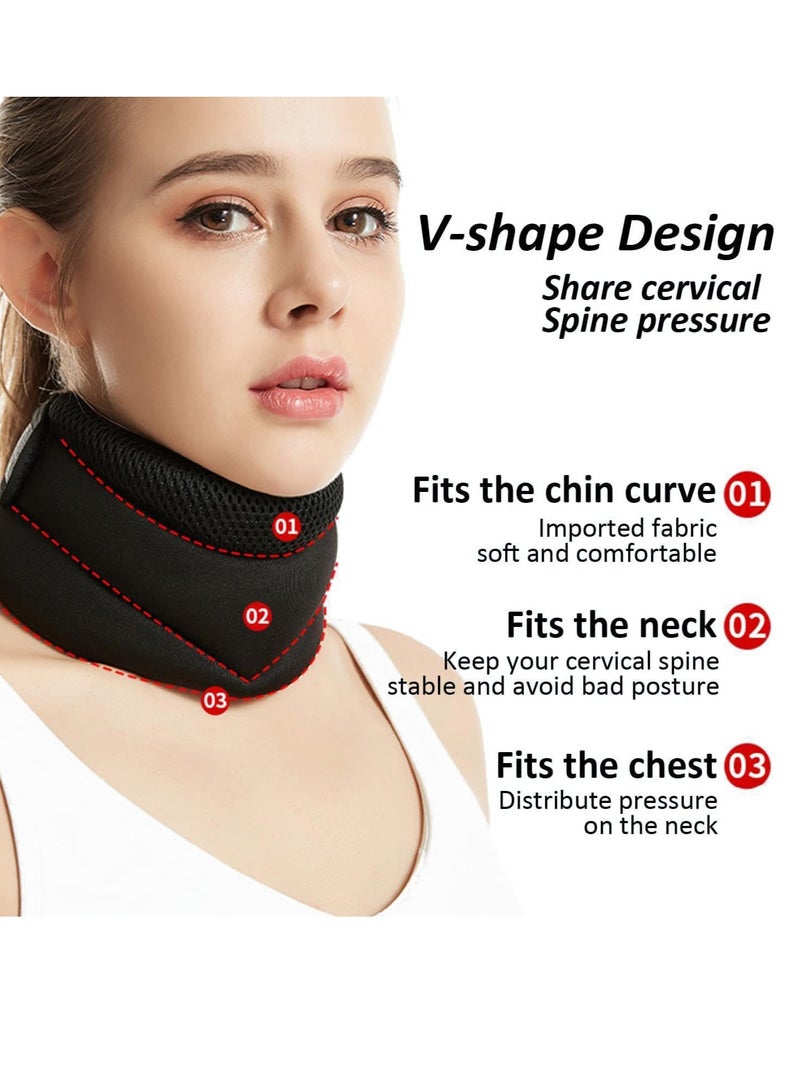 عام دعامة رقبة نسائية مريحة قابلة للتنفس لطوق عنق الرحم لتخفيف الألم، طوق رقبة قابل للتعديل من الرغوة الناعمة لتثبيت الفقرات والنوم وتخفيف الألم والضغط، مقاس M أسود - Image 5