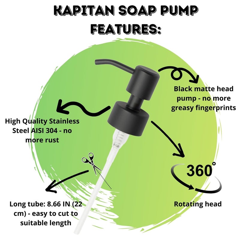 Kapitan Soap Dispenser Pump Replacement Head Black Spare Stainless Steel 28Mm Brushed Finish - Image 4