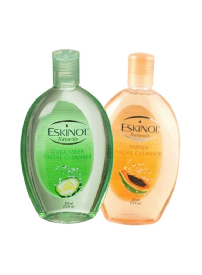 Eskinol Two pieces of  Eskinol Facial Cleanser with Cucumber and Papaya 2 x 225 ml - Image 1