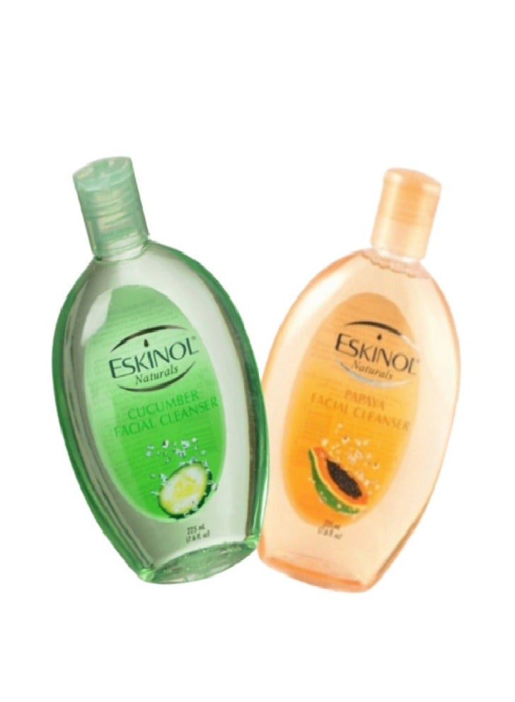 Eskinol Two pieces of  Eskinol Facial Cleanser with Cucumber and Papaya 2 x 225 ml - Image 2