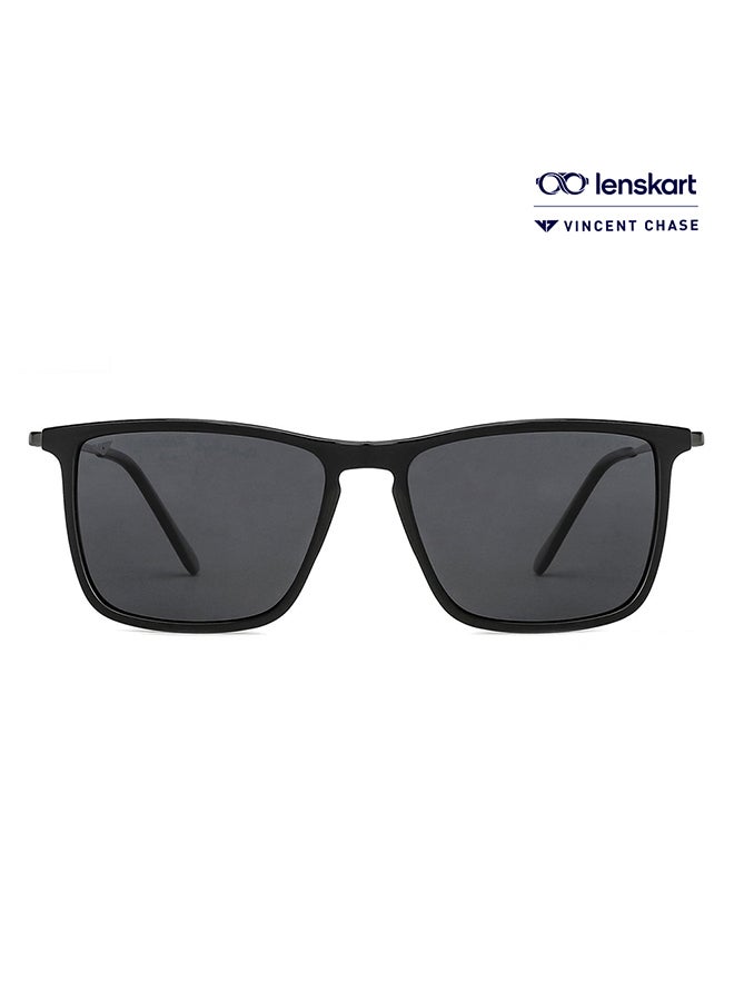 VINCENT CHASE Unisex Mirage Full Rim Square Frame Polarized & UV Protected Sunglasses VC S13982 - 56mm - Black - Image 1