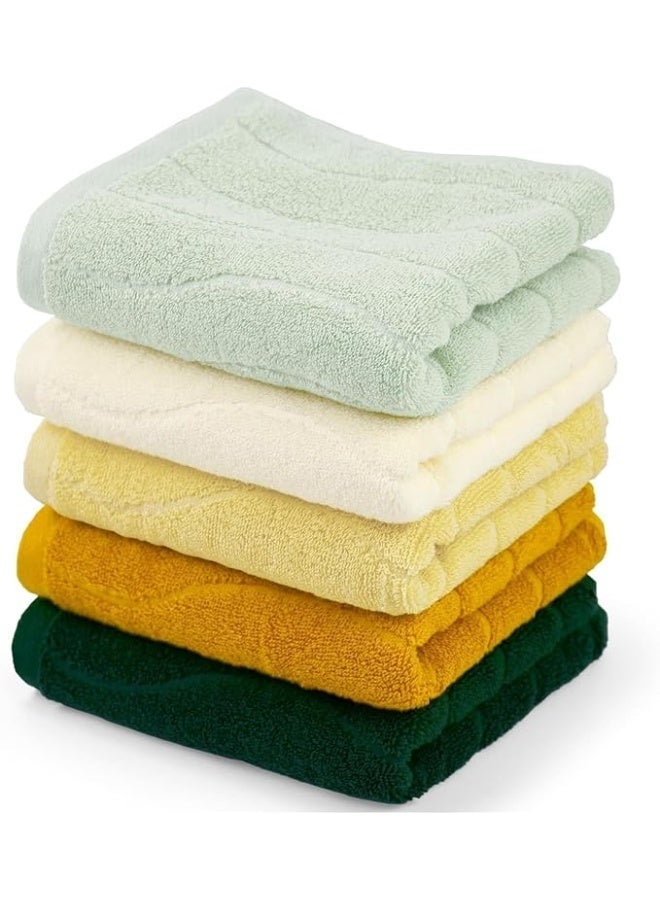 5 Pcs Bathroom Hand Towels, Quick-Dry Multicolor Towels, 100% Cotton, Super Soft & Absorbent, for Hand, Face, Hair, Kitchen or Gym, 13x29 Inches, Perfect for Family Use - Image 1
