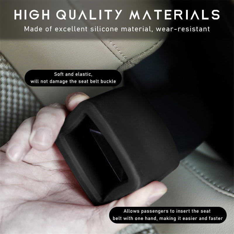 Ohleats 2 PCS Seat Belt Buckle Holder, Silicone Buckle Booster Raises Your Seat Belt for Easy Access, Buckles Cover Makes Receptacle Upright Buckling, Car Accessories for Kids (Black) - Image 3
