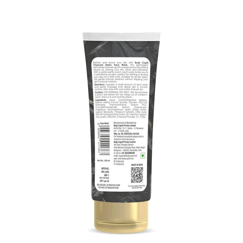 Body Cupid Charcoal Detox Face Wash Deep Cleansing Face Wash with Activated Charcoal Refreshing OilControl Formula 100ml - Image 2