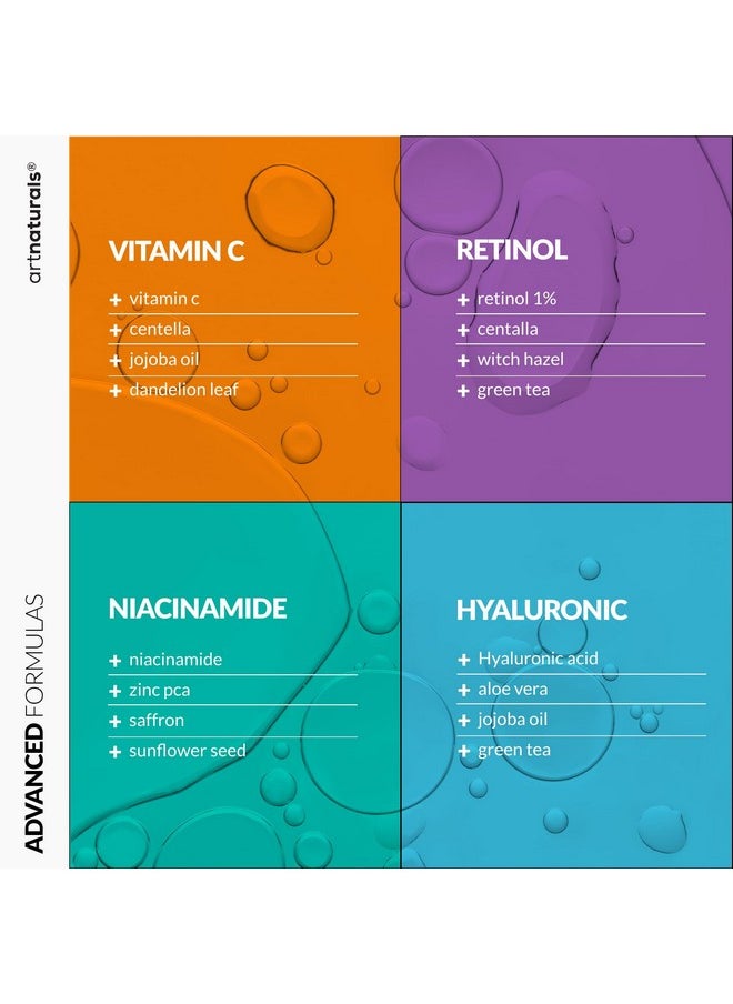 artnaturals - Vitamin C Serum Skin Care 4-Piece Set: Includes Retinol, Hyaluronic Acid & Niacinamide - Anti-Aging, Skin Brightening, Hydrating, Wrinkle Reduction, Dark Spot Corrector - 3-Month Supply - artnaturals - Image 1