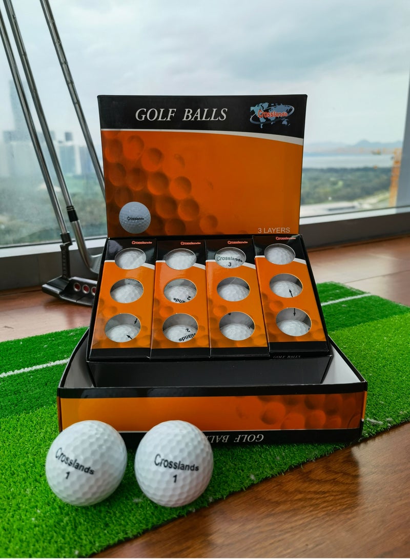 Crosslands Golf Balls Tournament Balls Durable and Light-weighted Golf Balls Ideal for Indoor and Outdoor-Realistic Feel Great Alternative for Golfers-3 LAYER（One Dozen) - Image 1