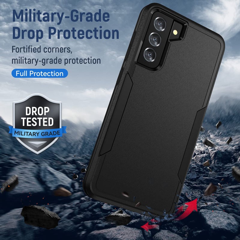 Warsia for Samsung Galaxy S21 Plus Case,with HD Screen Protector [Military Grade Drop Tested] Heavy-Duty Tough Rugged Shockproof Protective Case for Samsung S21 Plus, Black - Image 3