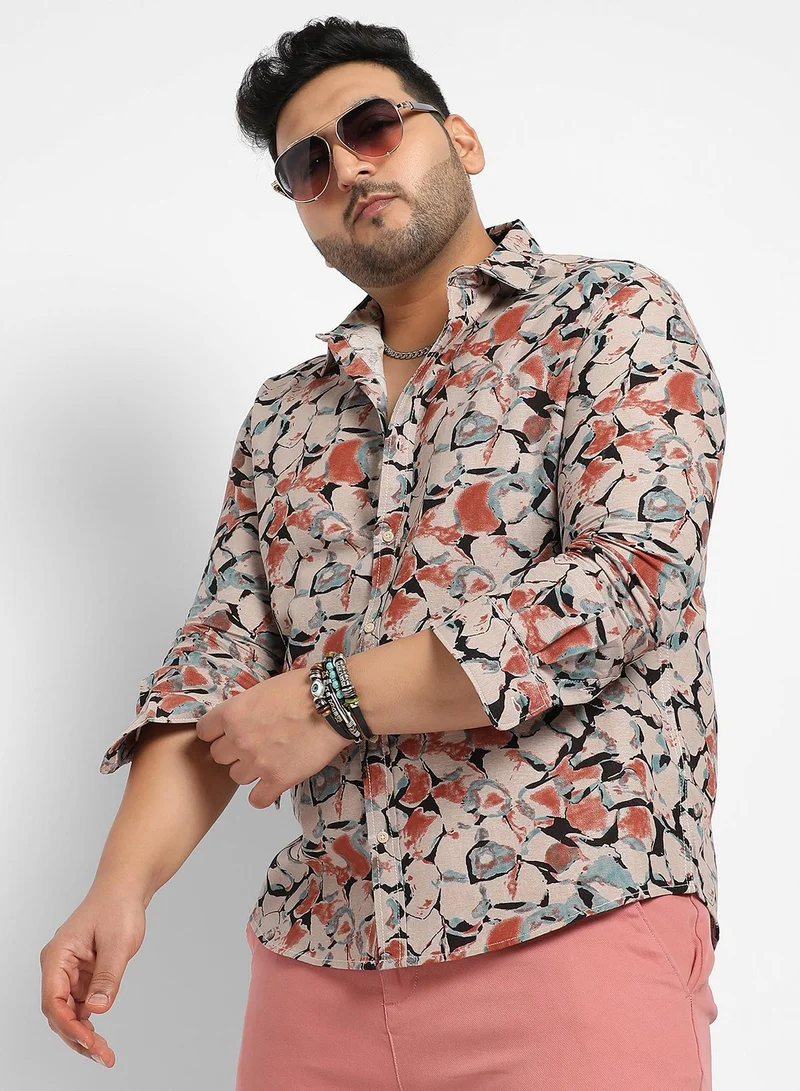 Instafab Plus Instafab Plus Artistic Floral Cluster Shirt