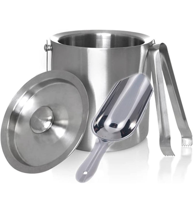 Proniks Stainless Steel Insulated Ice Bucket with Ice Scope and with Ice Tong 15Liter Keeps Ice Cold for 6 h Great bar Tools for Home bar Accessories Mini bar Wine Large Medium - Image 1
