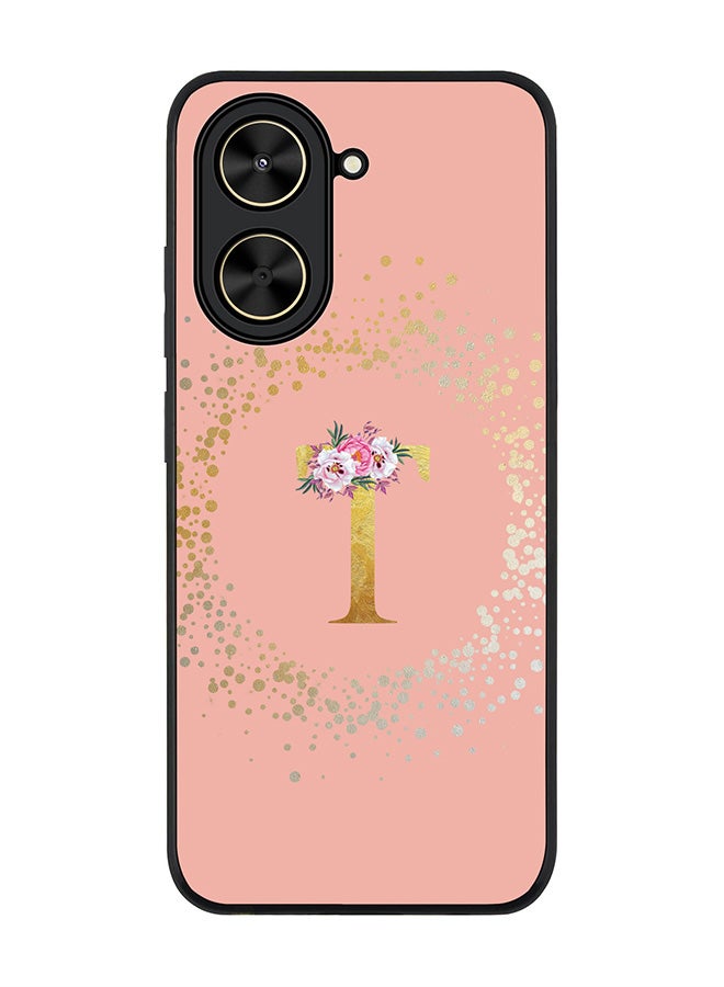 Stylizedd For Xiaomi Poco C71 / Redmi A5 4G Case,Slim fit Camera Protection, Shockproof Thin Phone cover  - Custom Monogram Floral - T  (Rose Pink )