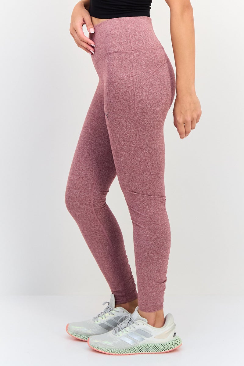 PUMA سراويل تدريب ضيقة تناسب النساء بشعار العلامة التجارية 7/8، لون مارون هذر - Image 3