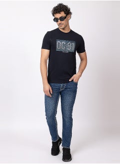 OCTAVE Octave Men's Solid Color Cotton  T-shirt,Navy  - Image 1