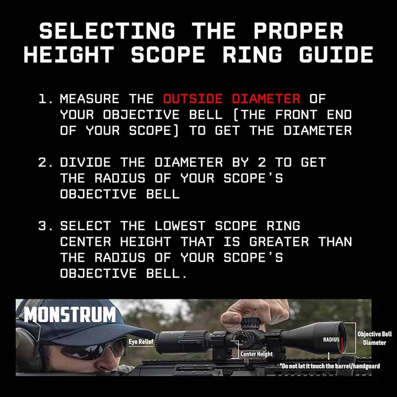 Monstrum Tactical مجموعة حلقات المنظار لسكك بيكاتيني/ويفر | قطر 1 بوصة - Image 5